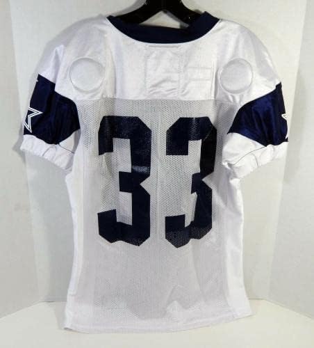 2018 Dallas Cowboys Deante Burton 33 Jogo emitido White Practice Jersey 91 - Jerseys de Jerseys usados ​​na NFL não assinada