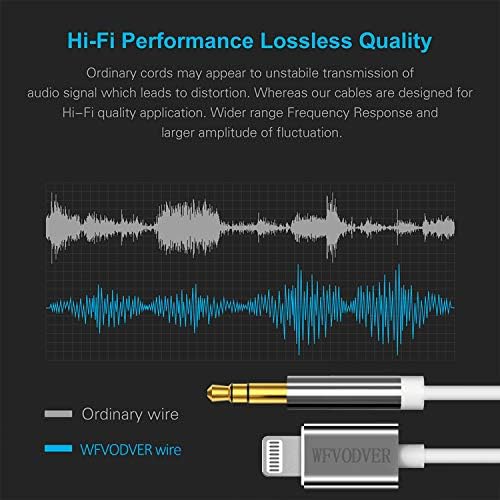 Wfvodver [certificação MFI] Lightning de 4 pés/1,2m para iPhone para 3,5 mm de cabo de cabos de áudio para iPhone 12/12