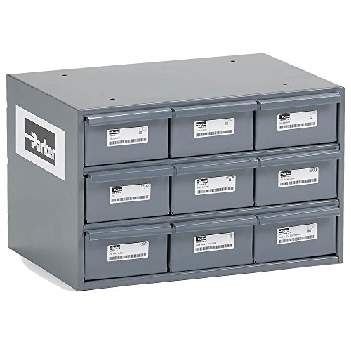 Parker 9-DC-PK20 BIN e Gabinete, Gabinete da gaveta, 9 compartimentos, 10,875 Altura, 17,25 Largura, 11,625 Comprimento