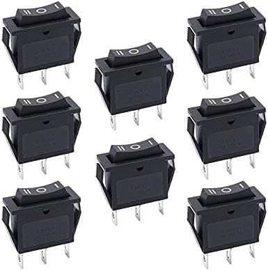 ONECM 8PCS AC 250V/15A, 125V/20A ， Black On/Off/On Spdt 3 Pin 3 Posição Mini Rocker Rocker