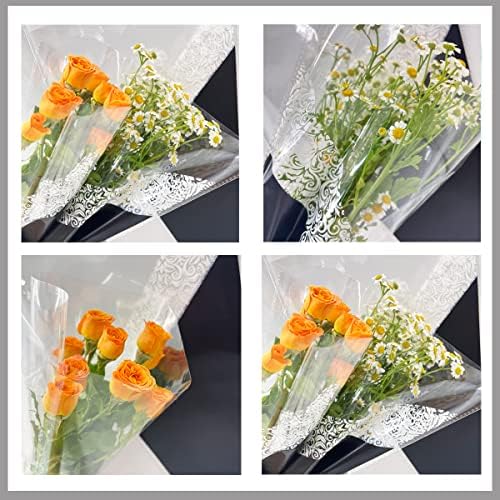 100 PCs Bolsa de buquê de flor de flores de plástico Sacos de embrulho de plástico Manga de buquê de bouquet descartável para