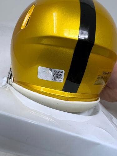 Plaxico Burress Pittsburgh Steelers assinados Mini capacete Auto Flash Steiner COA - Mini capacetes autografados da NFL