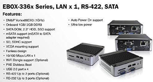 EB-3362-851SIM suporta saída VGA, 4G LTE, porta RS-485 x 1 e energia automática ligada.