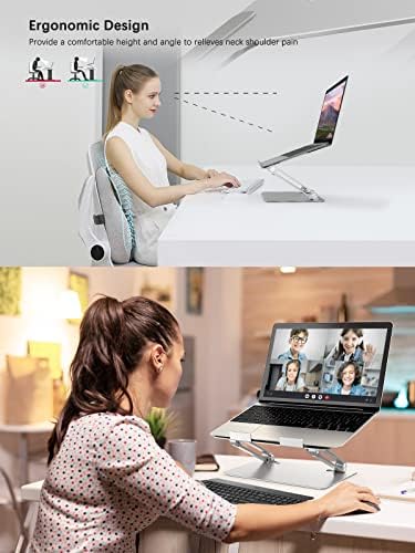 Laptop Dowhyoke Stand para mesa, laptop portátil Riser, laptop de alumínio ajustável Stand para mesa dobrável, porta -cadeiras para