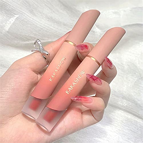 Esmalte de lábio creme, Batom de veludo fosco de veludo menina blush duplo-lados, glaze de brilho labial à prova d'água