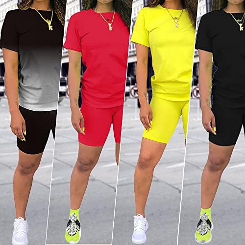 Feminino 2 peças esportes rastrear tracksuit de verão bodycon camiseta shorts shorts conjuntos