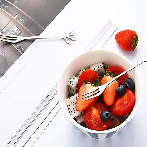 10pcs Apertos Forks Creative Leaf degustação Forks Fruits Fruits Bolo Bolo Bolo A aço inoxidável Silver Washer Safe