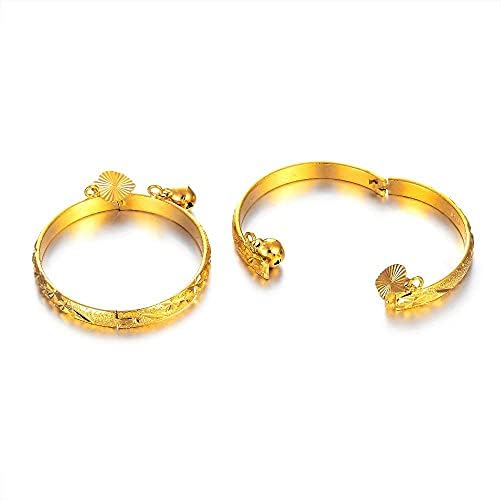 Ethlyn 18k Gold Bated Bebies para crianças pequenas pulseiras de pulseira estreladas Bells Heart Jewelry