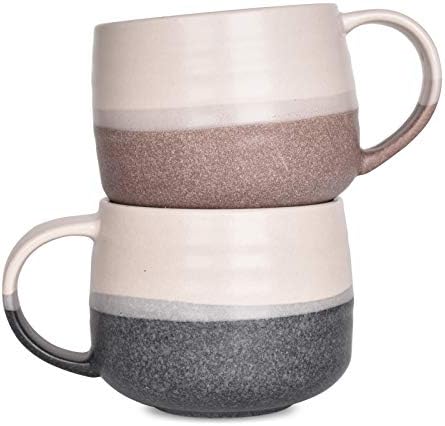 Bosmarlin Ceramic Large Latte Coffee Caneca Conjunto de 2 para café com leite, cappuccino, 18 onças, lava -louças e