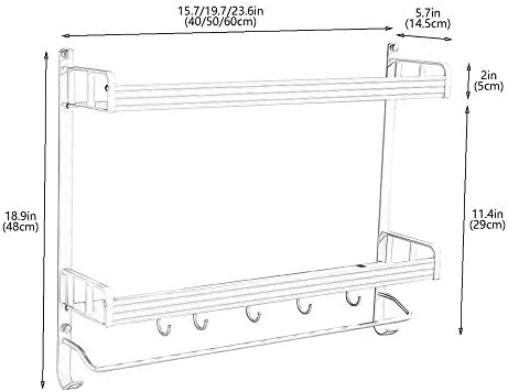 Xjjzs prateleira de chuveiro, banheiro prateado espaço de dupla camada de alumínio sem perfuração prateleiras de armazenamento de