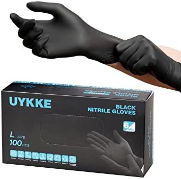 Uykke 6mil Black Nitrile Luvas Ultra Forte luvas de limpeza, pó e luvas descartáveis ​​de látex Tatuagem mecânica de preparação