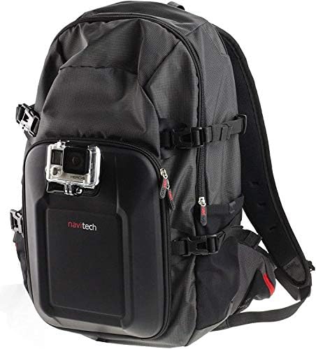 Navitech Action Camera Backpack e Caixa de armazenamento cinza com tira de tórax integrada - Compatível com a câmera