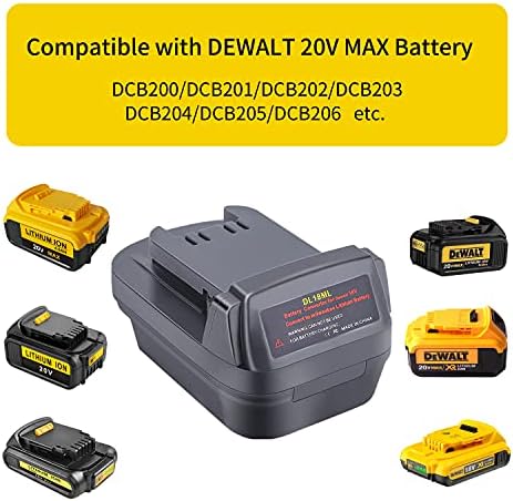 Adaptador para Milwaukee, compatível com Dewalt 18V/20V Max Battery Converter para Milwaukee Battery