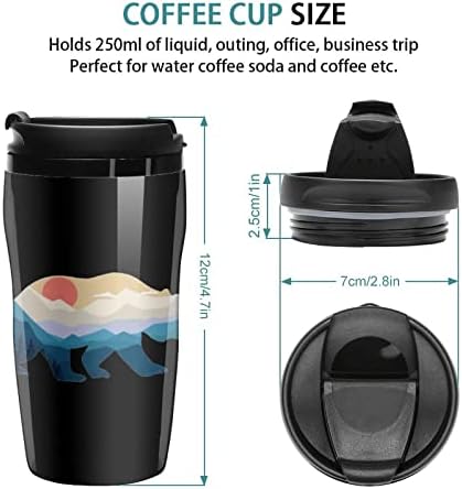 Urso Nature Mountain Plástico Caneca de café com tampa Isolamento de parede dupla Design de viagem Viagem de xícara de copo Friendly