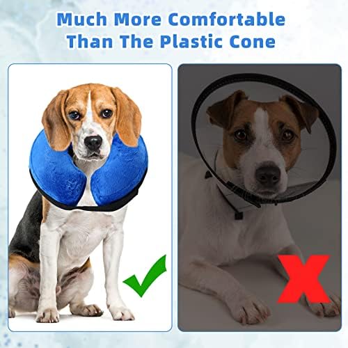 2 peças colarinho inflável protetor para cães e gatos cone de recuperação de animais de estimação não bloqueia o cone