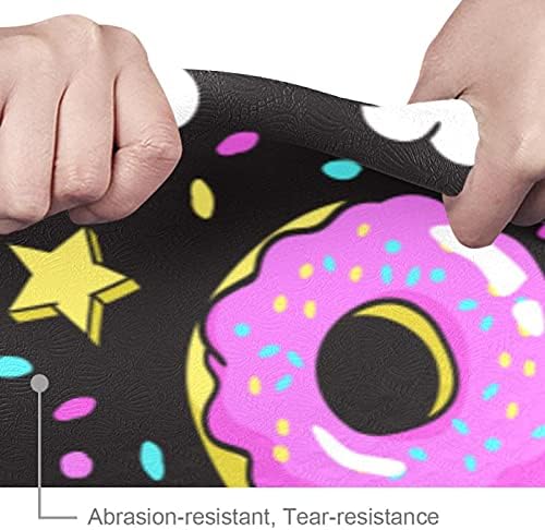 Siebzeh Cartoon Unicorn Donut Rainbow Star Black Premium Premium grosso de ioga MAT ECO AMICIONAL DE RORBO