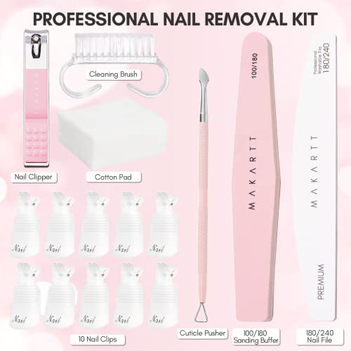 Makartt 4 em 1 Glux gel sólido Extensão de unhas Gel Gel de unhas 15 ml Pacote com removedores de esmalte Removentores de