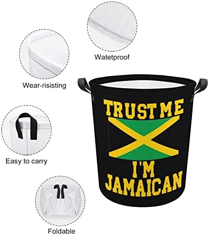 Confie em mim, eu sou jamaicano cesto dobrável cesta de lavanderia à prova d'água de armazenamento saco de armazenamento com