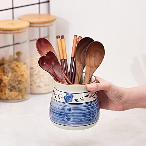 Suporte de utensílio de cerâmica, suporte para utensílios de cozinha para bancada, suporte de utensílio de cozinha