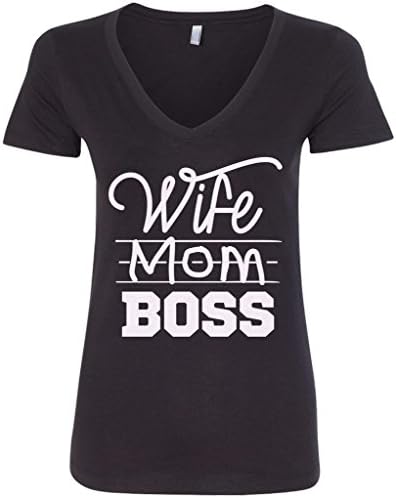 T-shirt de decote em V Threadrock Women's Womide Mom Boss