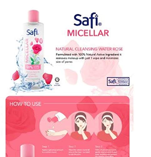 Mg safi micelar a água de limpeza natural rosa 150ml -Este removedor de maquiagem ajuda: remover maquiagem e impurezas com apenas 1