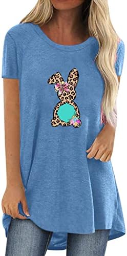 2023 Camisas de Páscoa para mulheres Summer Summer Hide Blouse Funny Funny Bunny Bunny Graphic Camise