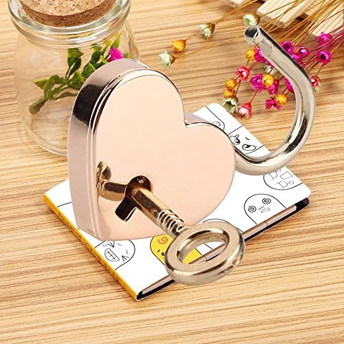 Cadeado de formato de coração, 2 pcs de ouro rosa mini-fosco de cadeado em forma de coração trava de metal para bagagem