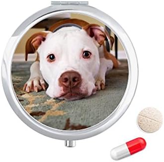 White Bulldog Pet Animal Picture Caso Pocket Medicine Storage Caixa de armazenamento Dispensador