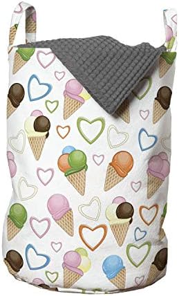 Bolsa de sorvete lunarável, comida refrescante de verão com 3 bolas diferentes e corações coloridos, cesto de cesto com