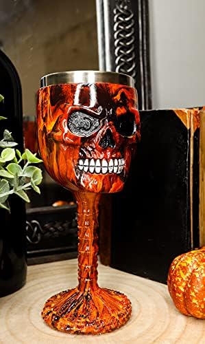 EBROS EL DIABLO Inferno Hell Fire Skull Face Beverage Drinkwarware Service Ossary Macabre Halloween Decorative Accent