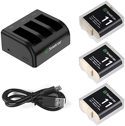 Baterias Smatree compatíveis para o Hero 11 GoPro, Hero 10, Hero 9 preto, 3 baterias de substituição de 1800mAh totalmente compatíveis