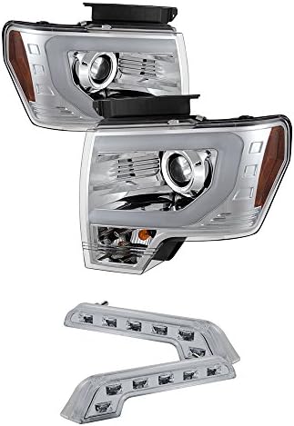 ZMAUTOPARTS DRL LED FARECTROS DE PROJEDORES CHROME com 6,25 LUZES DRL LED brancos compatíveis com 2009-2014 Ford F-150