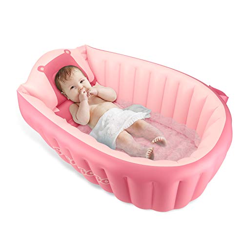 Piscina de viagem dobrável portátil inflável de banho de bebê ajuda os bebês na banheira de criança