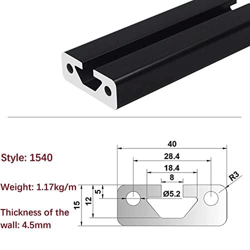 MSSOOMM 4 PACK 1540 Comprimento do perfil de extrusão de alumínio 26,77 polegadas / 680mm preto, 15 x 40mm 15 séries