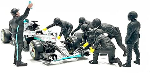 Figuras americanas de tripulação de pit diorama f1 para 1/18 de escala Fórmula 1 Conjunto de exibição de carros de 7 figuras