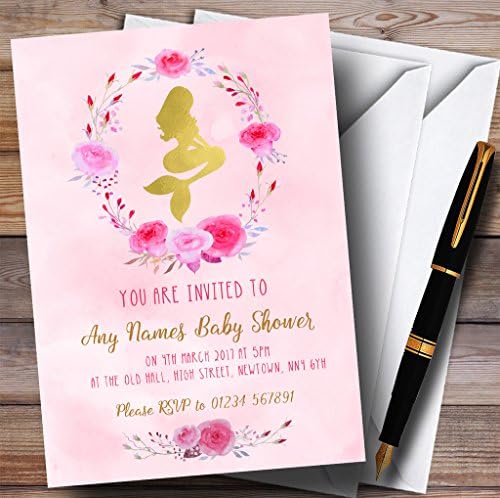 Convites de sereia aquarela rosa convites para chá de bebê