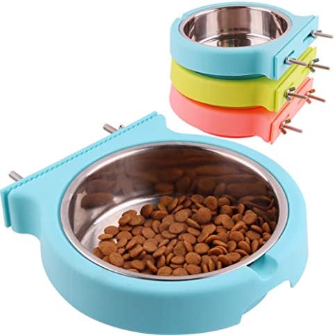2-em 1 Pet Holding Bowl para caixas e gaiolas tigela de cachorro de aço inoxidável removível com alimentos para cachorros
