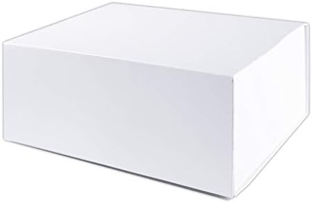 Luxpaper White Gift Box com fechamento de tampa e ímã, tamanho médio, perfeito para presentes, embalagens de produtos, envio