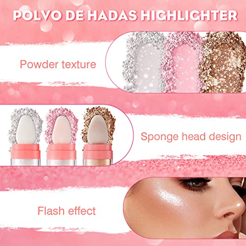 Polvo de hadas 4pcs polvos de hadasas maquillaje fada em pó de fada marca -texto pólvo de hadaas face e corpo mais