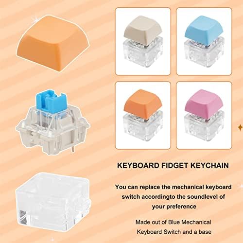 4pcs teclado teclado de teclado, removível carabiner teclado clipe keycap fidget brinquedo clicker chaveiro buttons