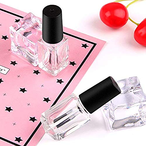 DnHCLL 5pcs 5ml garrafas de esmalte de vidro vazio de vidro quadrado em forma de unha garrafas transparentes, com tampa