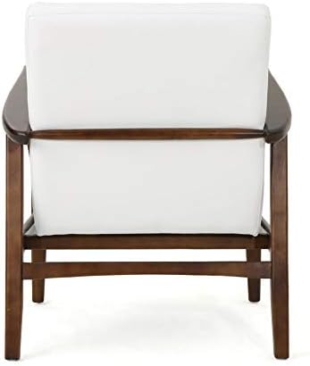 GDF Studio Conrad Mid Century Modern Faux Leather Club Chair com moldura de madeira, café expresso branco e escuro