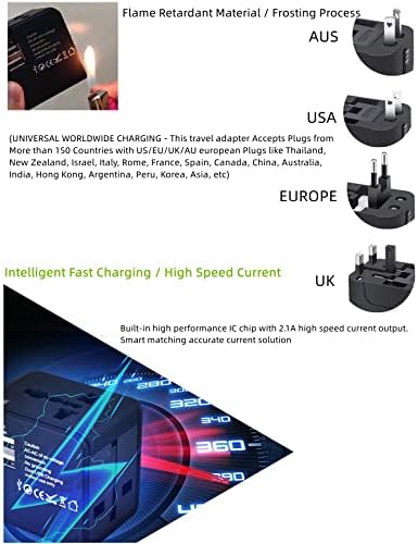 Atualizar adaptador de viagem World Universal Travel portátil, um adaptador de plugue de carregador de parede internacional