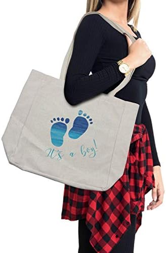 Ambesonne Gênero Revelar bolsa de compras, ombre Ilustração de conceito de aquarela pegadas com design inspirado no mar, bolsa