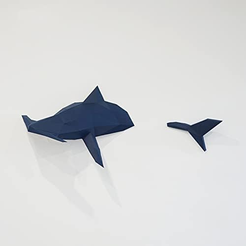 Hammerhead Shark Look Handmade Paper Trophy Creative Paper Sculpture Paper Geométrico Modelo Diy Origami Puzzle 3D Decoração de parede