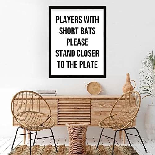 Jogadores de placa de parede de madeira de estilo chique rústico com morcegos curtos, por favor, fique mais perto