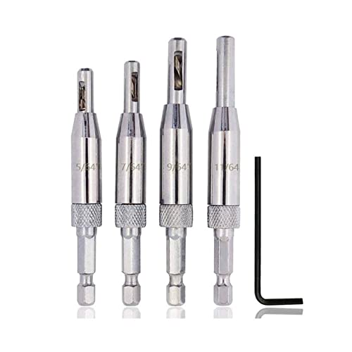 4 PCs Auto -centralização Bits de hardware de dobradiça Conjunto de broca 5/64 7/64 9/64 11/64 HSS Wood Fool Hole Sweet