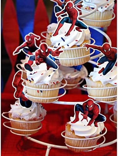 22 toppers para capota de bolo do Homem -Aranha Decorações de Aniversário para Cupcakes de Cupcakes felizes Bday Bay Cupcake