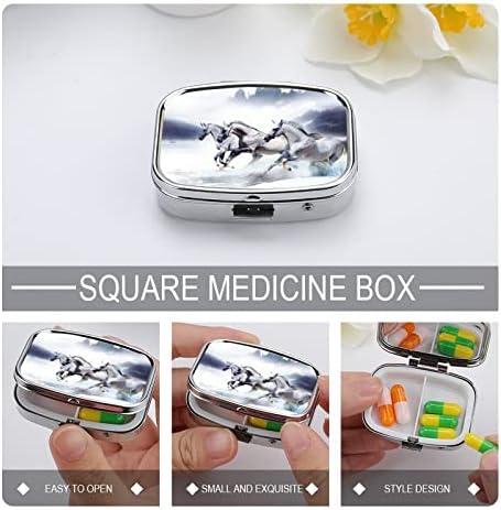 Caixa de comprimidos Cavalia de cavalos Caixa de comprimido em forma de quadrado Caixa de comprimido portátil Pillbox Vitamina