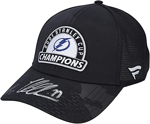 Victor Hedman Tampa Bay Lightning 2021 Stanley Cup Champions Autografed Locker Room Cap - Chapéus NHL autografados